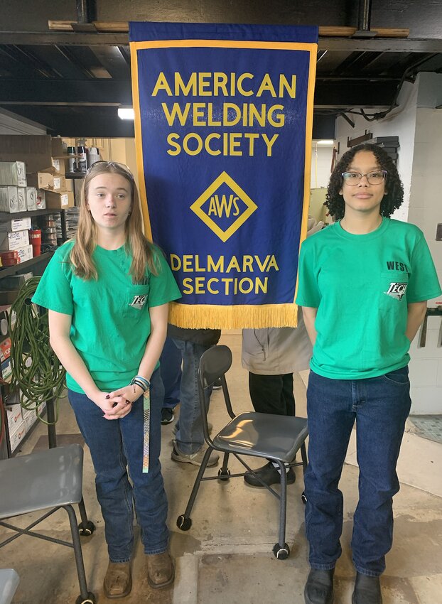 Kennedy Morris and Devon West were student helpers during the American Welding Society (AWS) Delmarva Section Student Competition held at Sussex Technical High School.