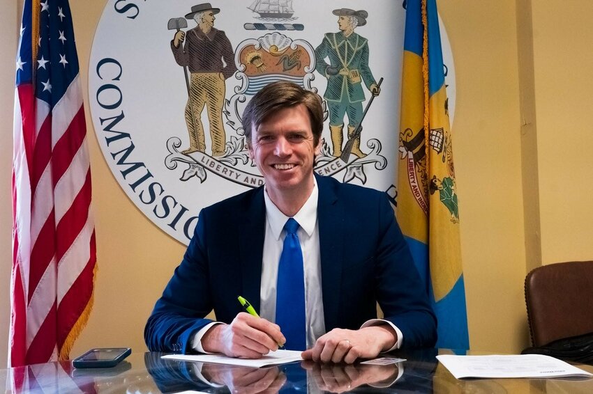 Collin O'Mara files his candidacy for the Democratic nomination for Delaware governor at the Department of Elections' Dover offices on Tuesday.