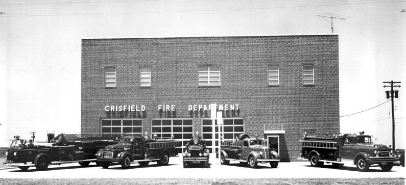 The Crisfield Fire Department at the time of its dedication in June 1961. The size of the firetrucks today is much larger than 60 years ago, another reason firefighters say it's time to build new.
