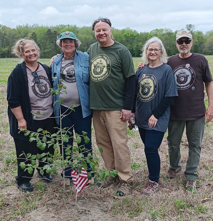 From left, children of former Delaware State Forester Walter F. Gabel, along with their spouses, Priscilla Gabel Robinson (daughter), Debbie Gabel Dawson (daughter), Willie Gabel (son), Julie Gabel (Willie&rsquo;s wife), Sam Dawson (Debbie&rsquo;s husband).