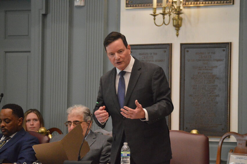 Sen. Trey Paradee, D-Dover, spoke in favor of House Bill 350 and its amendment, which removed a clause that hospital leaders said would cut more than $360 million in resources.