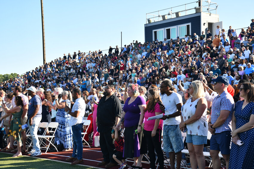 The stands were filled with family and friends for the graduation ceremony.