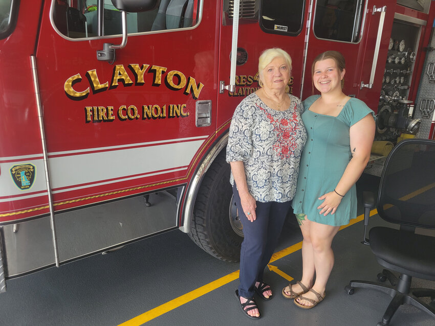 Katy Augustine, left, and Reaghan King gather at Clayton Fire Co. Ms. King is headed to the U.S. Military Academy after being inspired by Ms. Augustine's late husband, Ron Augustine.