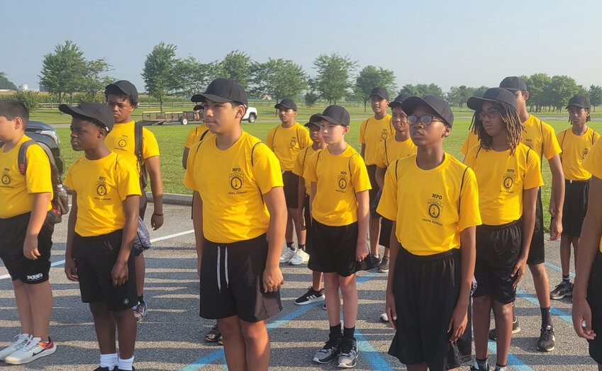 Members of the Middletown Youth Academy stand at attention during their camp last week.