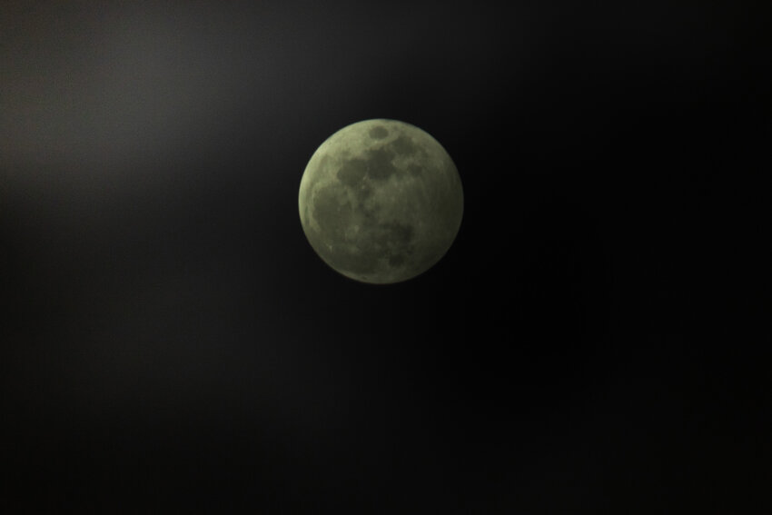 This was Jerry Hull's last view of the moon as cloudy skies rolled in -- preventing a view of the lunar eclipse on March 14 in west Dover.