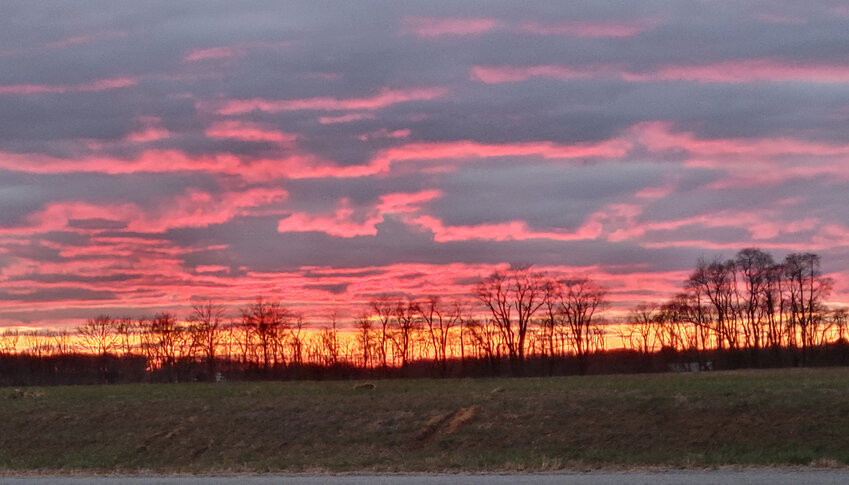 April Durham captured this brilliant sunset at the Merrie Medo Farm in Smyrna.