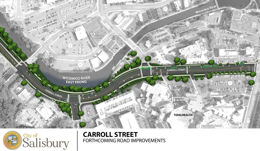 A map highlighting the Carroll St. improvements. PROVIDED