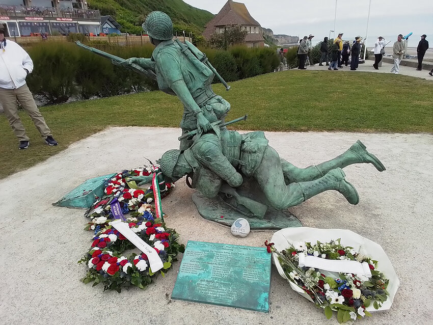 The Ever Forward 29th Division Statue on Normany Beach.