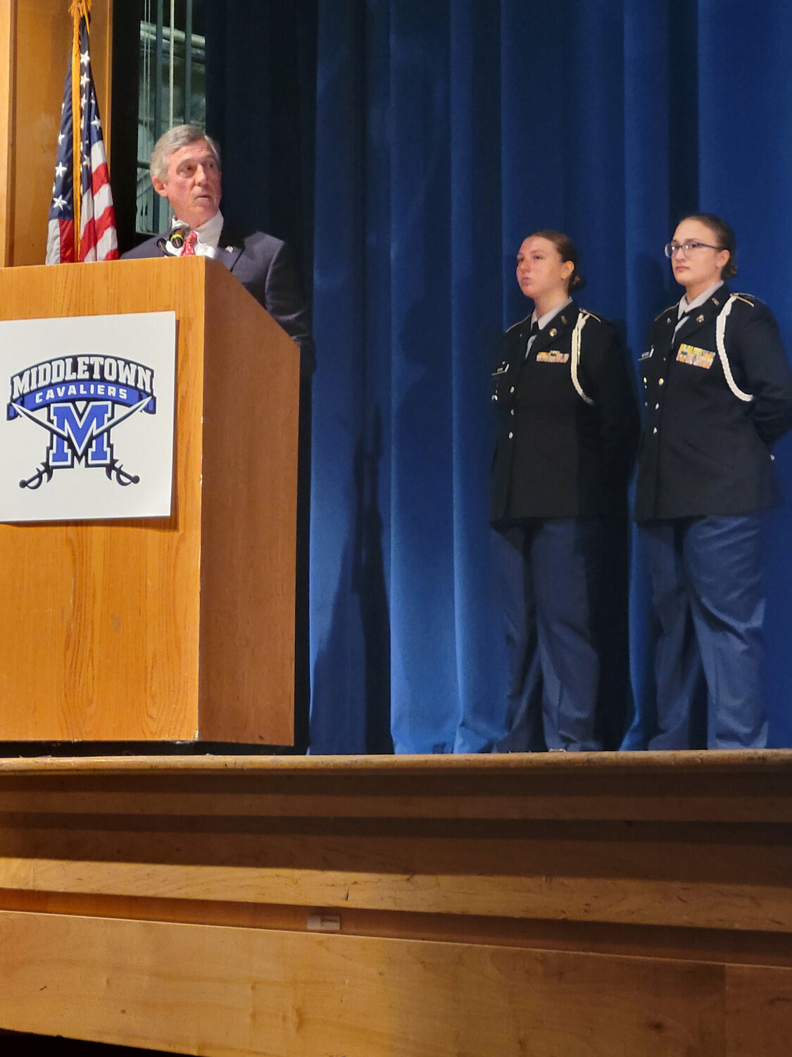 Delaware Gov. John Carney speaks at the Patriot Day Ceremony held in remembrance of 9/11 at Middletown High Monday.