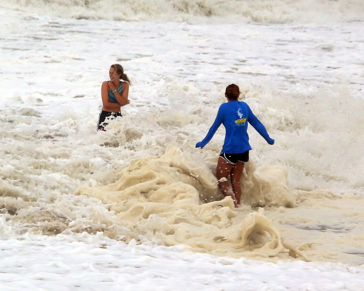 Amid the rain and high winds of Ophelia, visitors to Cape Henlopen State Park found the surf to be rough and foamy at high tide Saturday afternoon.