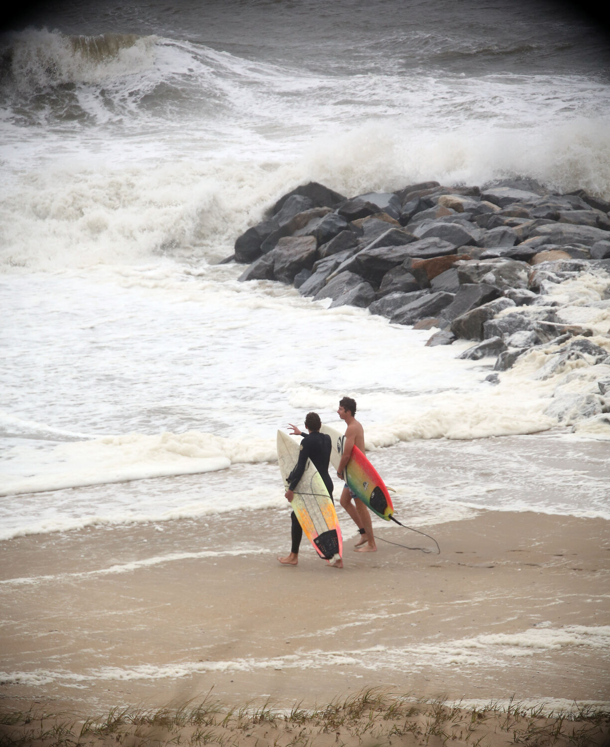 The surf was up Saturday afternoon at Herring Point in the Cape Henlopen State Park.