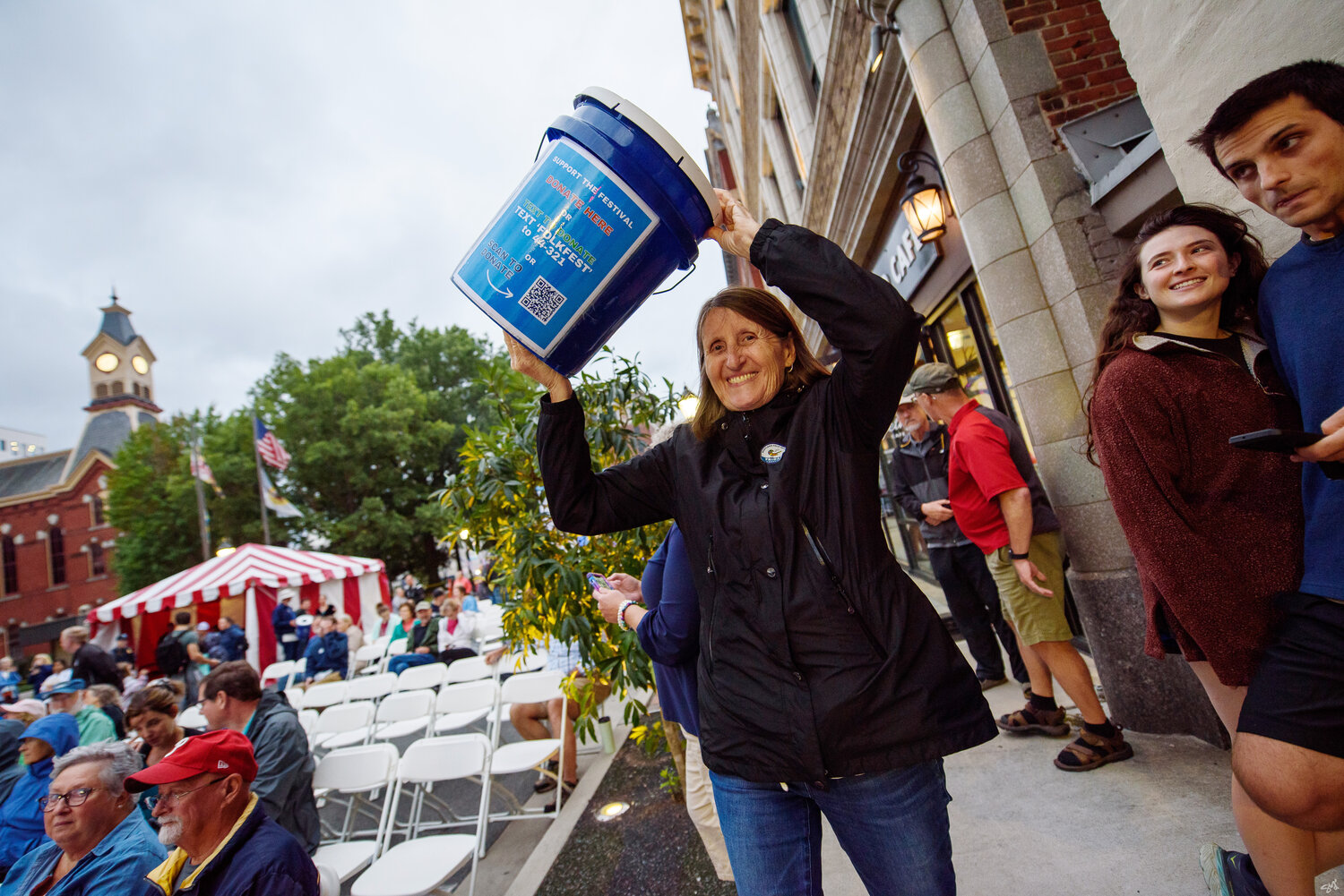 Volunteers on the Bucket Brigade were out collecting donations.
