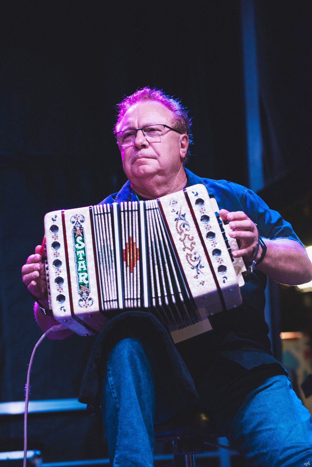The acordian player for The Boys, a Polish-style polka band.