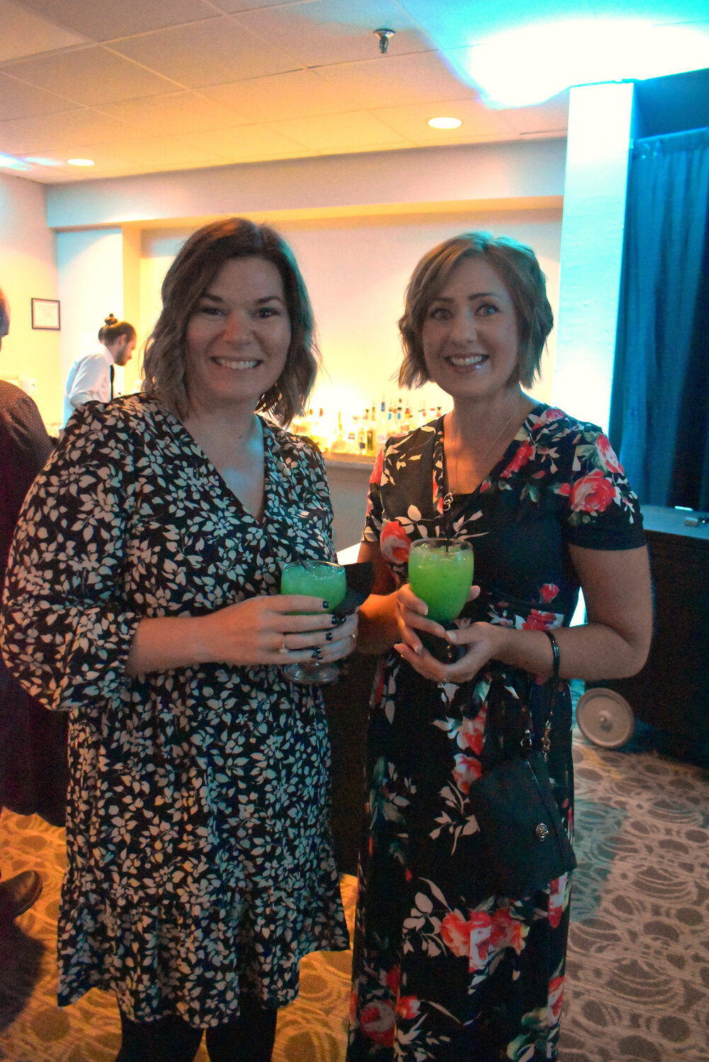 Amy Isaccs and Jenny Bailey of Hebron Savings Bank with Starry Night cocktails at Stars of Salisbury 2023.