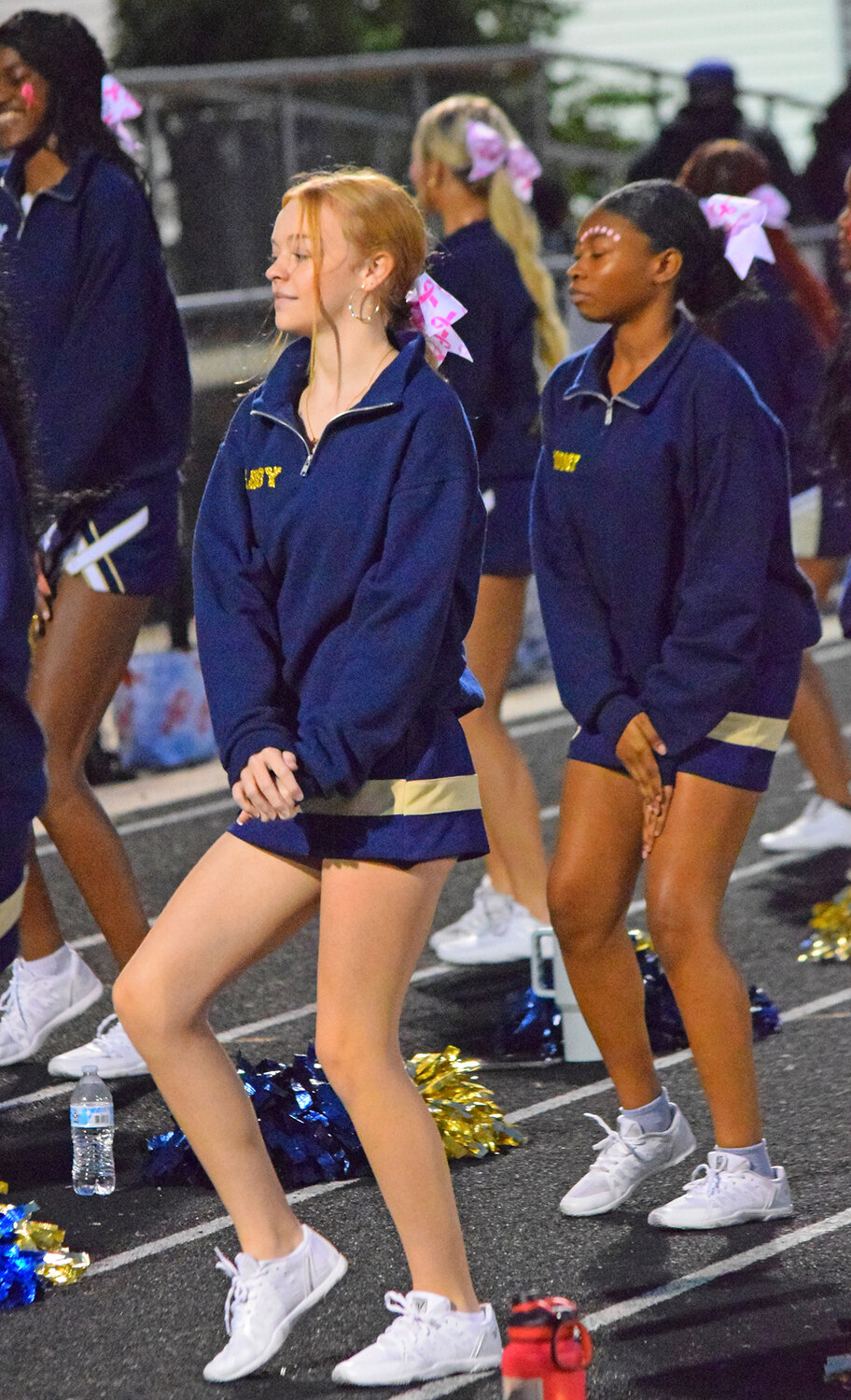 Gabby Blake and the other girls Viking cheerleaders didn't let the rain stop them from encouraging the team and the crowd.