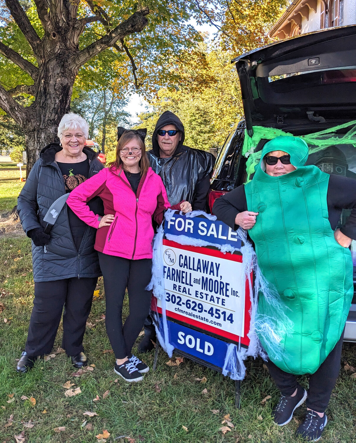 Phyllis Parker, Lindsey Schilling, Scott Reagan and Tammy Reagan of Callaway, Farnell and Moore, Inc. Real Estate participated in the Trunk or Treat event during the Seaford Community Fall Festival.
