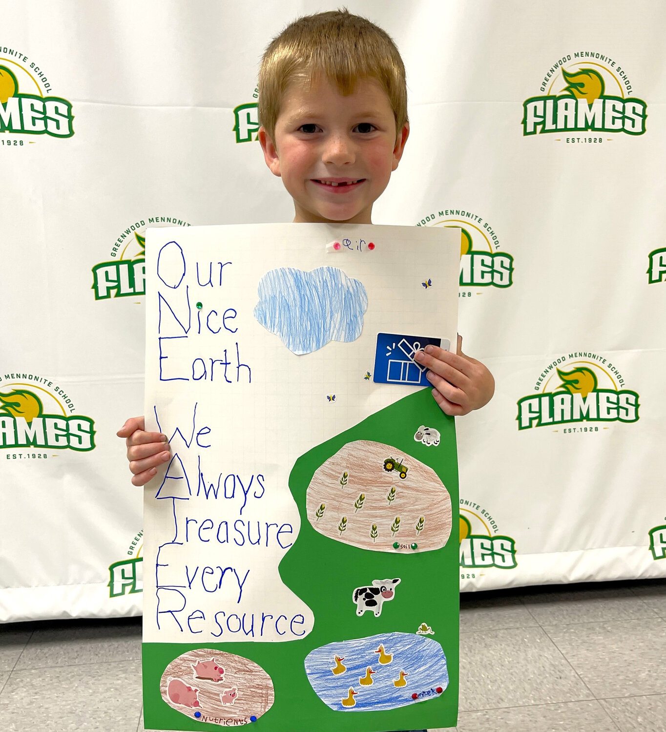 Van Thomas Bull, a kindergartener at Greenwood Mennonite School, placed second in grade category K-1 in the 2023 Sussex County Conservation Poster Contest.