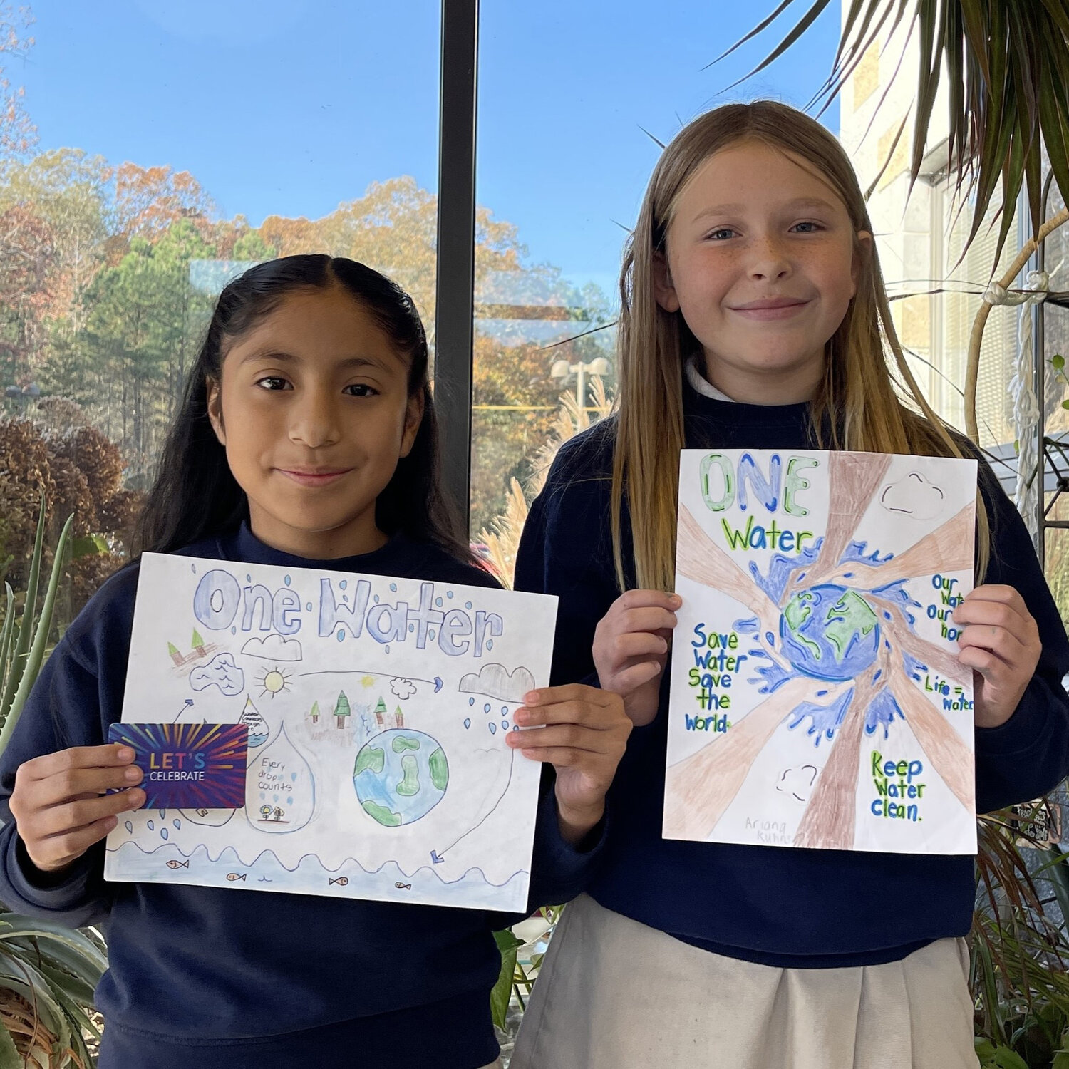 The 2023 Conservation Poster Contest winners from Sussex Academy Elementary School are, from left, Idaly Velasquez-Borrayes, first place, and Adriana Kuhns, second place, in grade category 4-6.