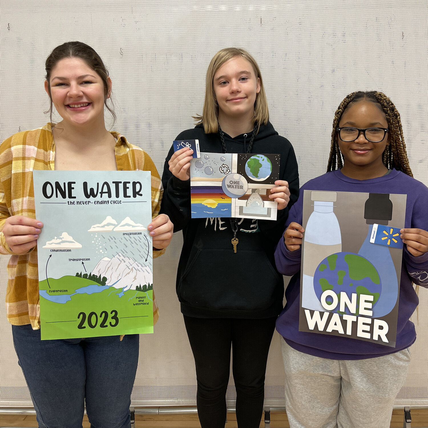 Sussex Technical High School digital publishing students swept the 10-12 digital category of the 2023 Conservation Poster Contest, from left, Rebekah Cullen, first place, Kira Dahl, second place, and Kimaru Weston, third place.