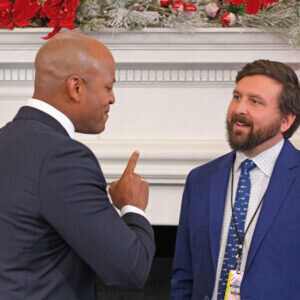 Maryland Gov. Wes Moore and Department of Natural Resources secretary Josh Kurtz at the Board of Public Works on Wednesday.