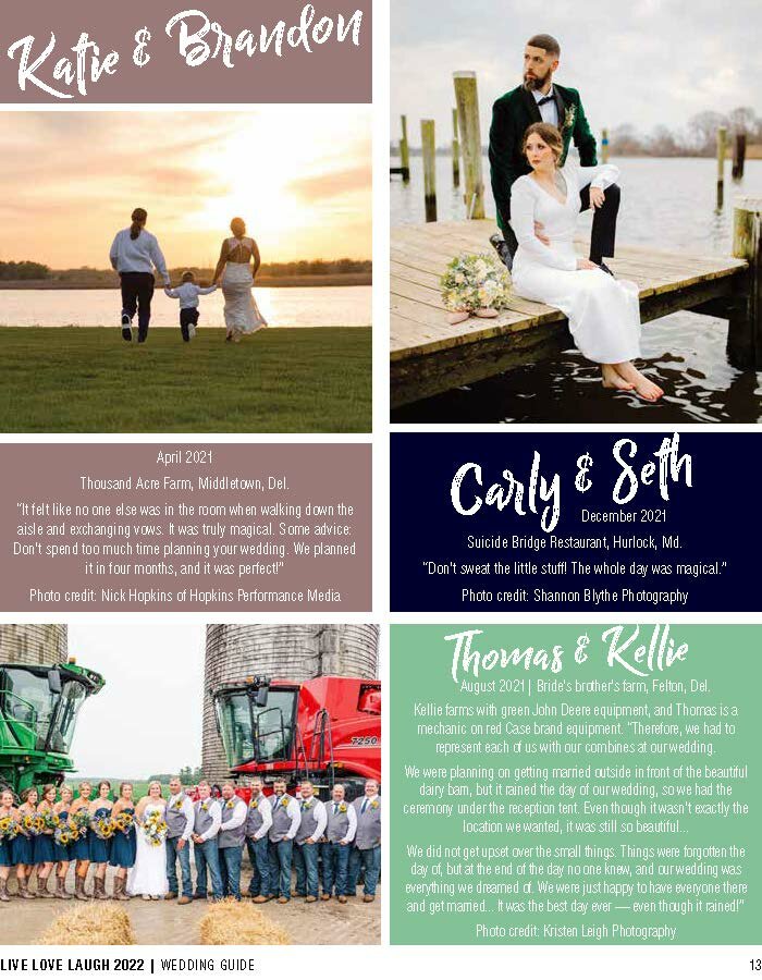 The Live Love Laugh Wedding Guide features photos of several recently married couples.