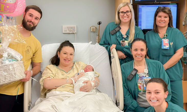 Emery Grace Foster, born to parents Alyssa Novello and Edward “Eddie” Foster of Townsend, was the first baby birthed in 2024 at Bayhealth Hospital, Kent Campus in Dover.
