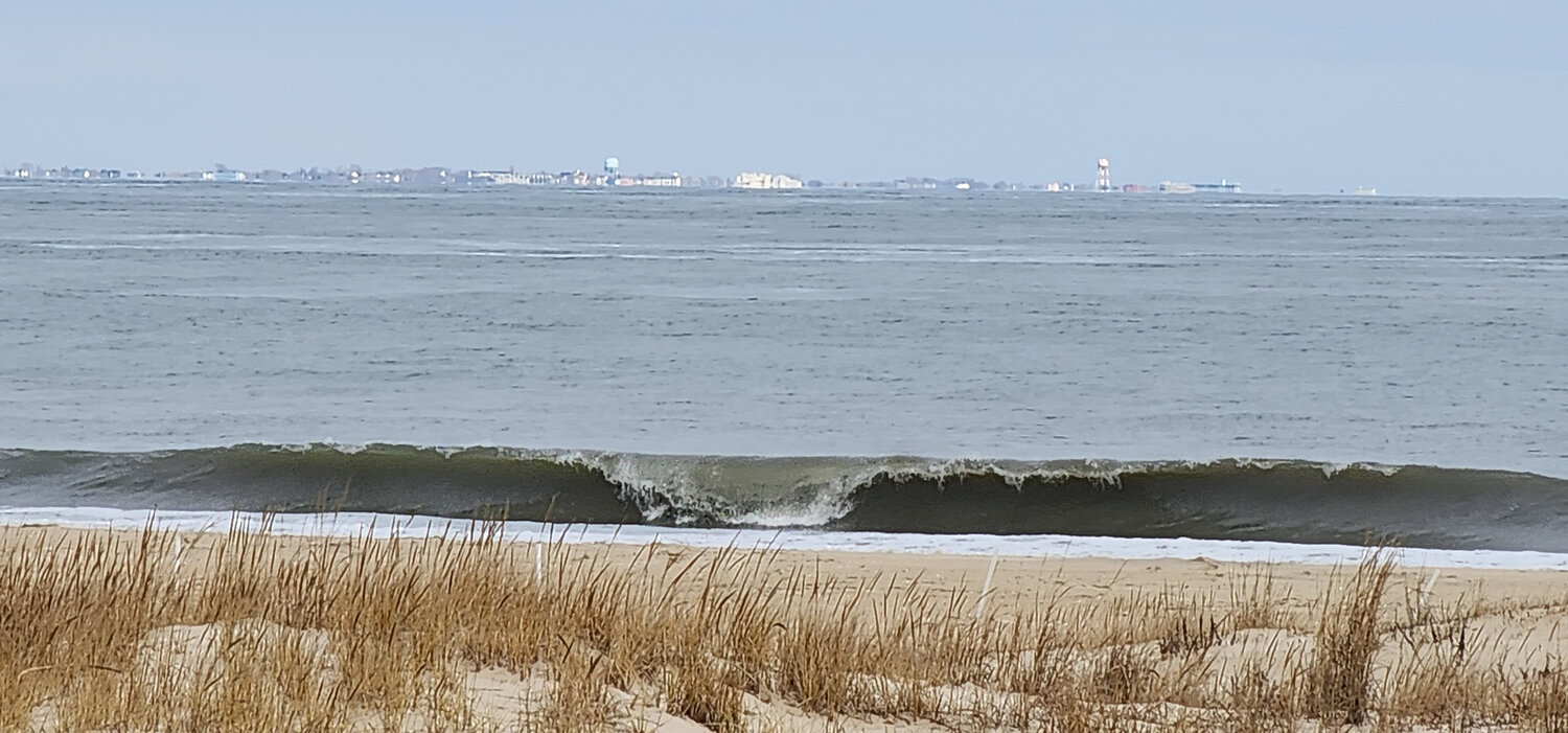 You can easily see New Jersey from The Point observation area in Cape Henlopen in the winter.