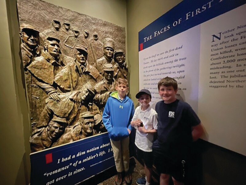 Wicomico Day School's 5th Grade was a recipient of a field trip grant from the American Battlefield Trust. They enjoyed a visit to Manassas Battlefield. Pictured are students Mason, Cole and Blake. (Courtesy photo)