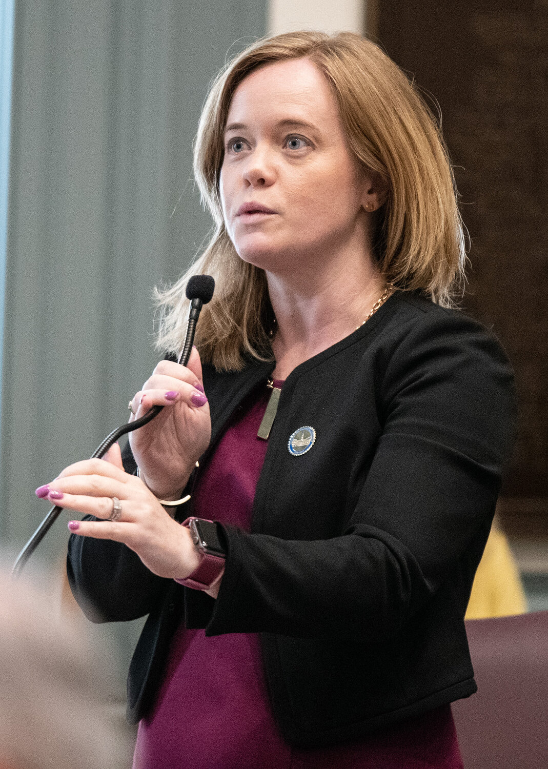 Senator Kyle Evans Gay speaks during a Senate session on in 2022.