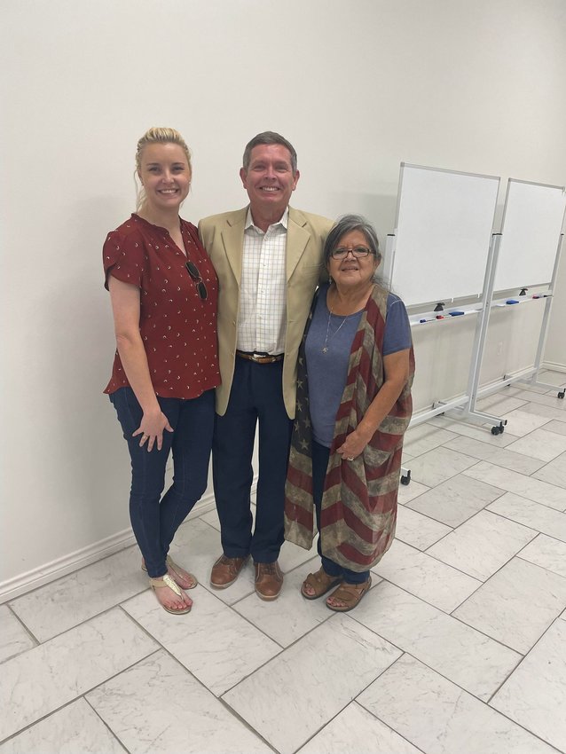 Gonzales Community Advocates sponsored a property tax relief event, &ldquo;Understanding and Navigating the Protest Process,&rdquo; May 17 at the Texian Heritage Conference Center in downtown Gonzales. Pictured from left are Daisy Scheske Freeman, guest speaker Michael Berlanga and Republican Party Chair Liz Hernandez.