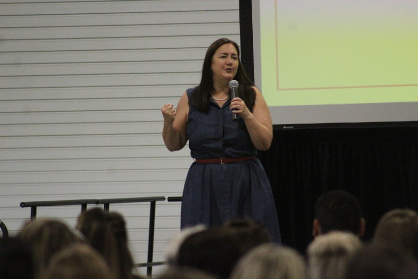 Teacher and founder of the Freedom Writers Foundation Erin Gruwell spoke to the teachers and staff of Gonzales ISD Thursday, Aug. 4, for the  GISD Back to School Convocation. Gruwell&rsquo;s story was made into major motion picture in the 2007 movie &ldquo;Freedom Writers&rdquo;.