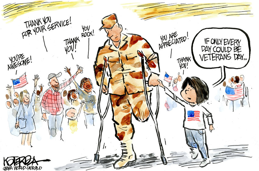Jeff Koterba cartoon for November 11, 2015.&quot;Veterans Day&quot;
