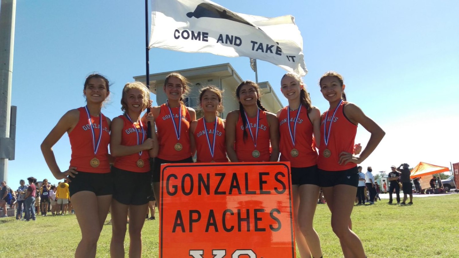 The Gonzales Lady Apaches team of Veronica Moreno, Romy Cantu, Haley Garza, Stephanie Reyna, Shelby Davis, Krystalynn Buesing and Maura Garcia all qualified for state after taking third in the Region IV-4A meet.