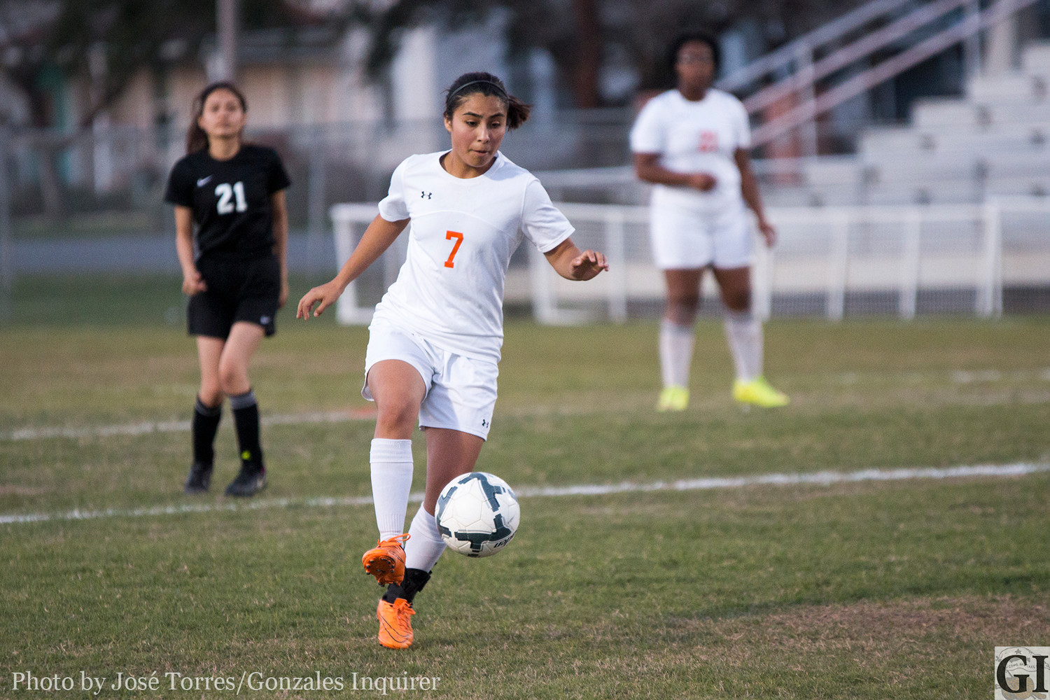 Senior Fernanda Velazquez will be a key player for the Gonzales Lady Apaches, not only on the field but off as well. Her skill as well as knowledge of the game will be a factor.