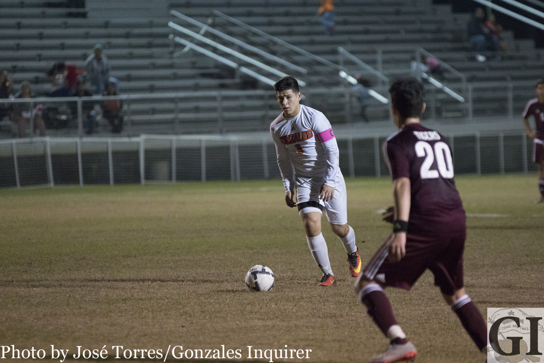 Santiago Escoto (9) had limited action in the first half. Despite his nagging injury, he came away with a goal in Gonzales’ 9-1 win.