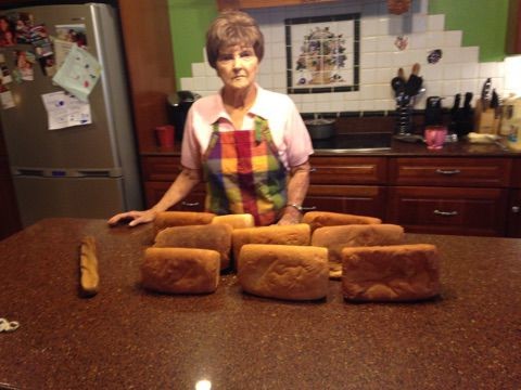 Wanda Lamprecht with loaves of her famous homemade bread.