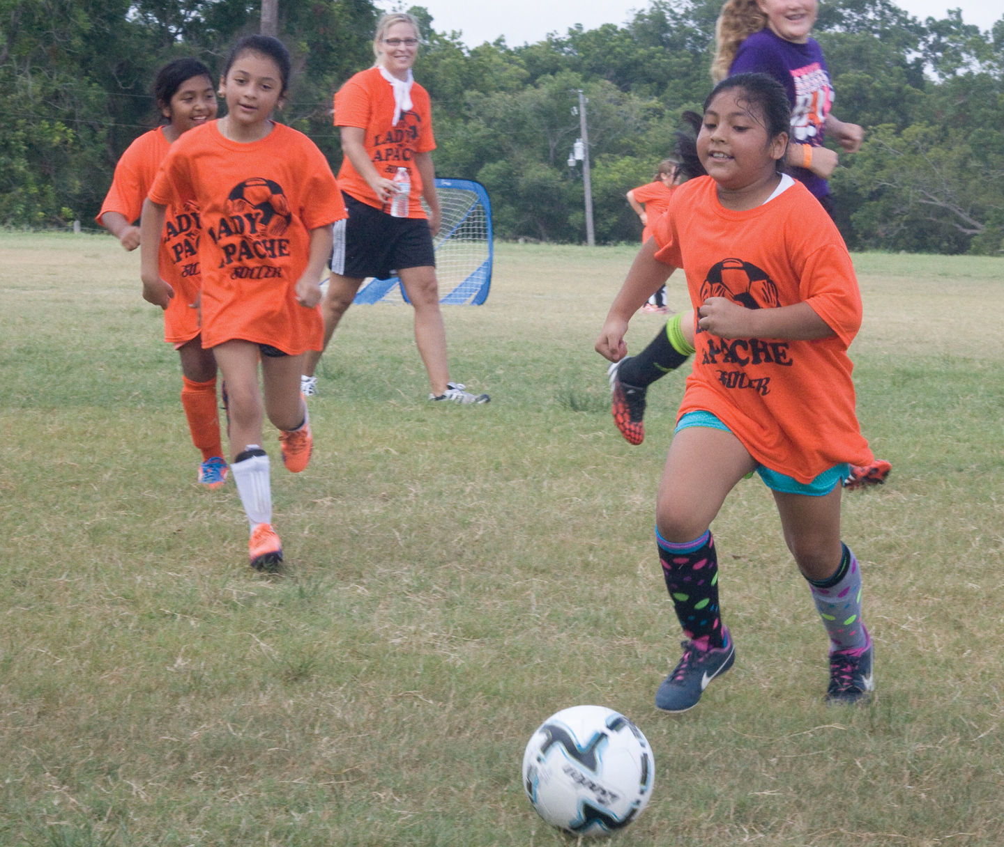 Coaches Jenna Philips and Robert Addington ran a youth girls’ soccer camp this week to get kids out there and handling soccer balls. Philips hopes to involve the local youth league next year so that even more athletes are involved in the camp.