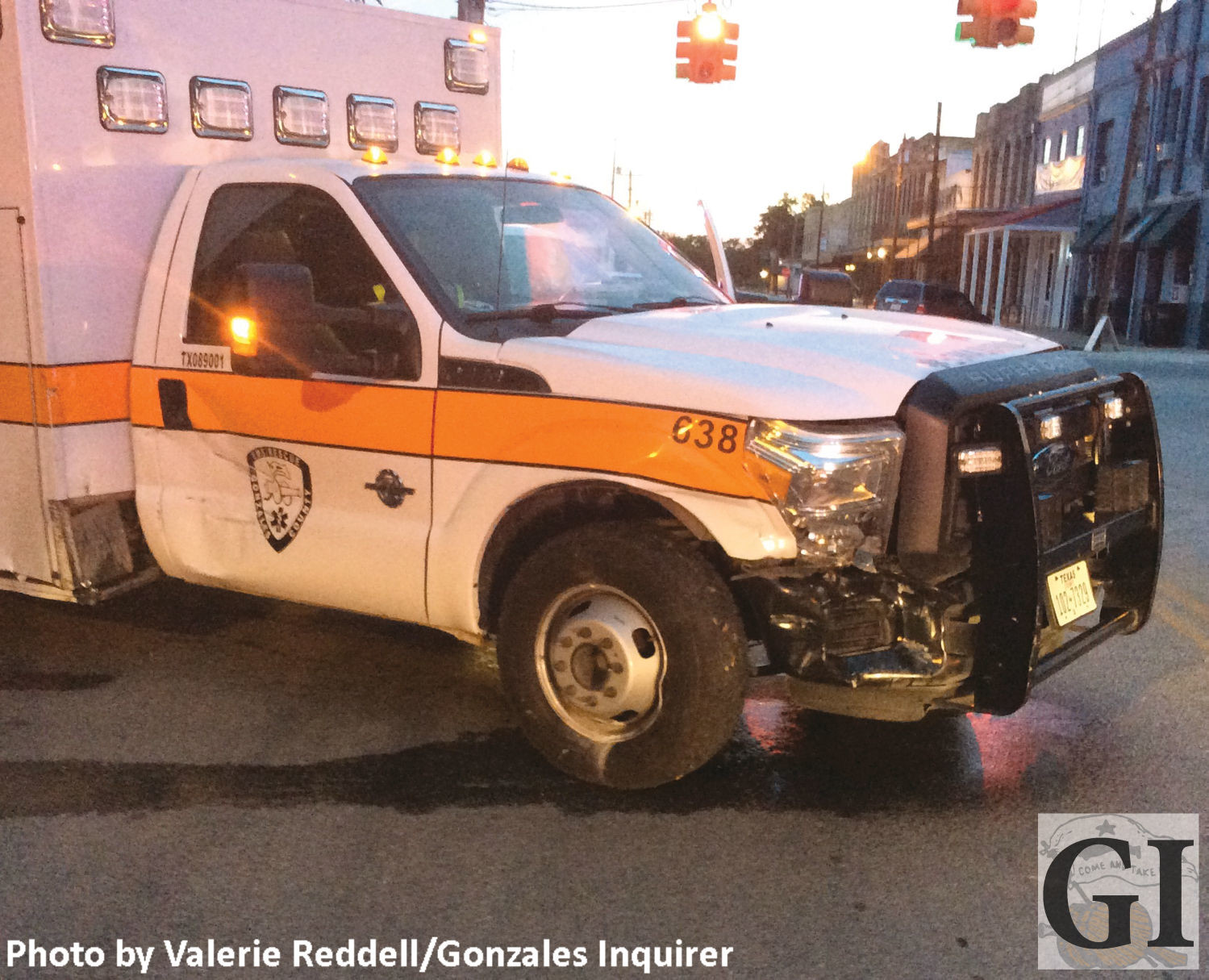 Tuesday evening, a 2013 Ford EMS ambulance collided with a white Chevrolet car, though no serious injuries were reported.