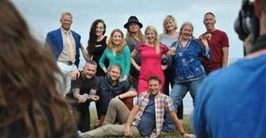 Leslie Longoria, second from right, with castmates and host of the Swedish reality show “Allt For Sverige,” a TV tour-de-force that reunited her with far away family and set a new standard for getting in touch with one’s heritage.