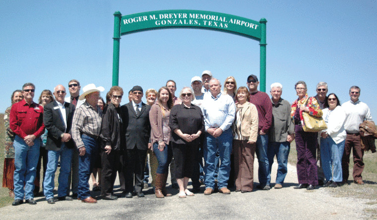 Family and friends of the late Roger M. Dreyer were joined by city staff and elected officials Tuesday for the dedication and renaming of the Gonzales Municipal Airport as the Roger M. Dreyer Memorial Airport. Following the ceremony, a reception was held at the airport pilot’s lounge.