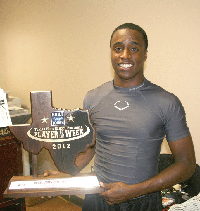 Gonzales tailback Cecil Johnson was recently named the Offensive MVP of District 26-3A. He also won the Built Ford Tough Player of the Week for his Week Seven performance.