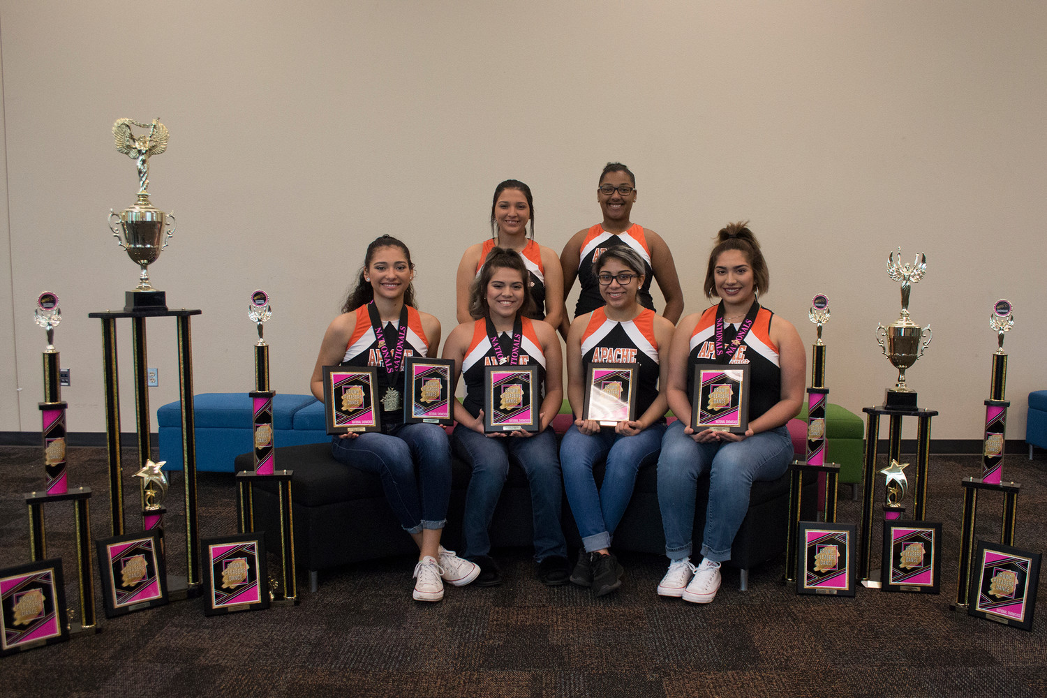 Officer Line: 1st Row L to R: Julienne Morales, Isabel Vela, Wendy Lopez
2nd Row L to R: Kayla Estrada and Trinity James