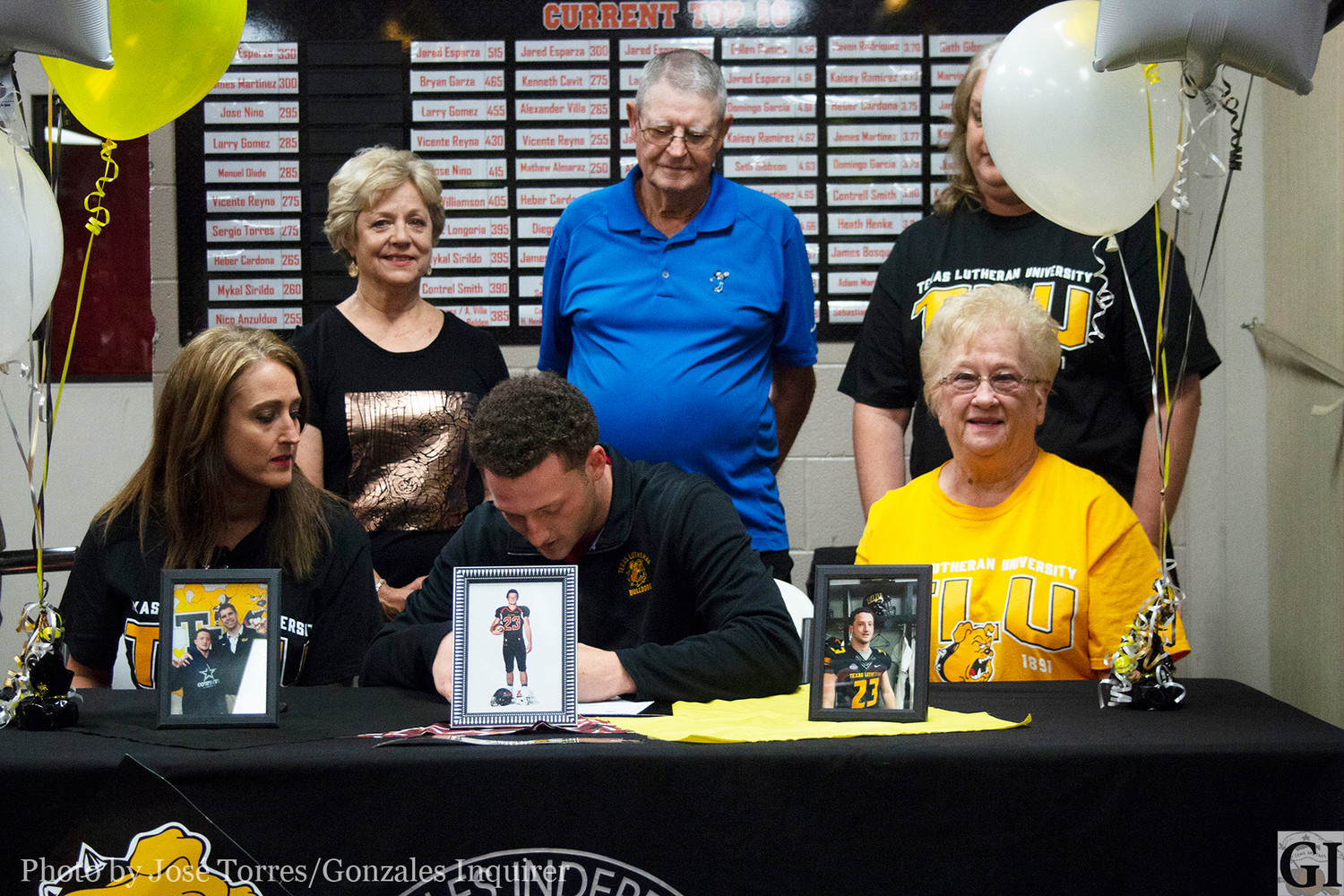 Colby Cox signed his letter of intent to Texas Lutheran University on Monday in front of his senior classmates at the Apache Fieldhouse, opting for a more intimate setting instead of the gym.