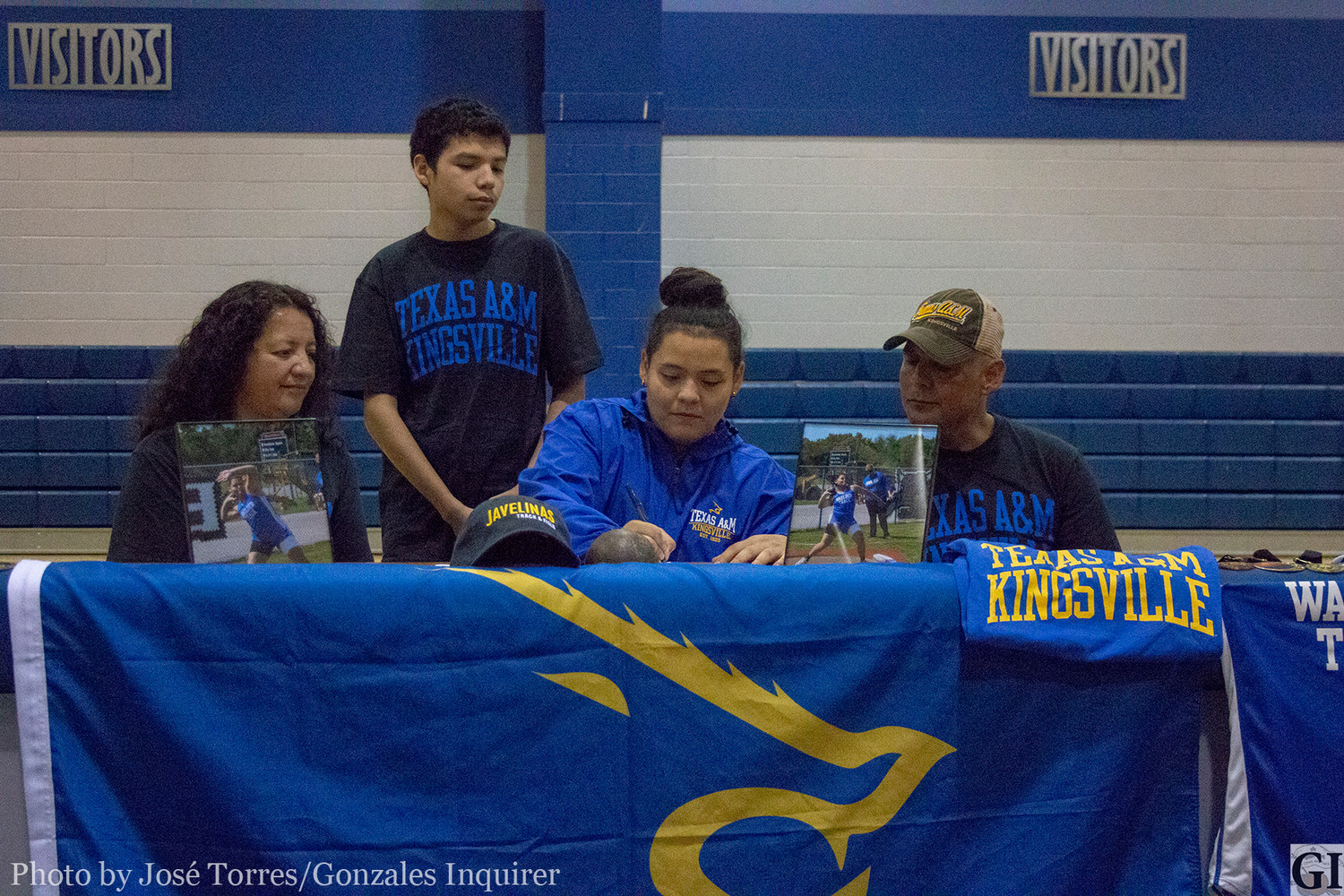 Malorie Puente signed with Texas A&M University-Kingsville on Monday. Pictured is Puente along with her family, including her mother Norma Puente who Malorie says has “been there all my life, ever since I was in junior high she was always at every game that I was at,” no matter where the game was played. “It’s something that I’m thankful for.”