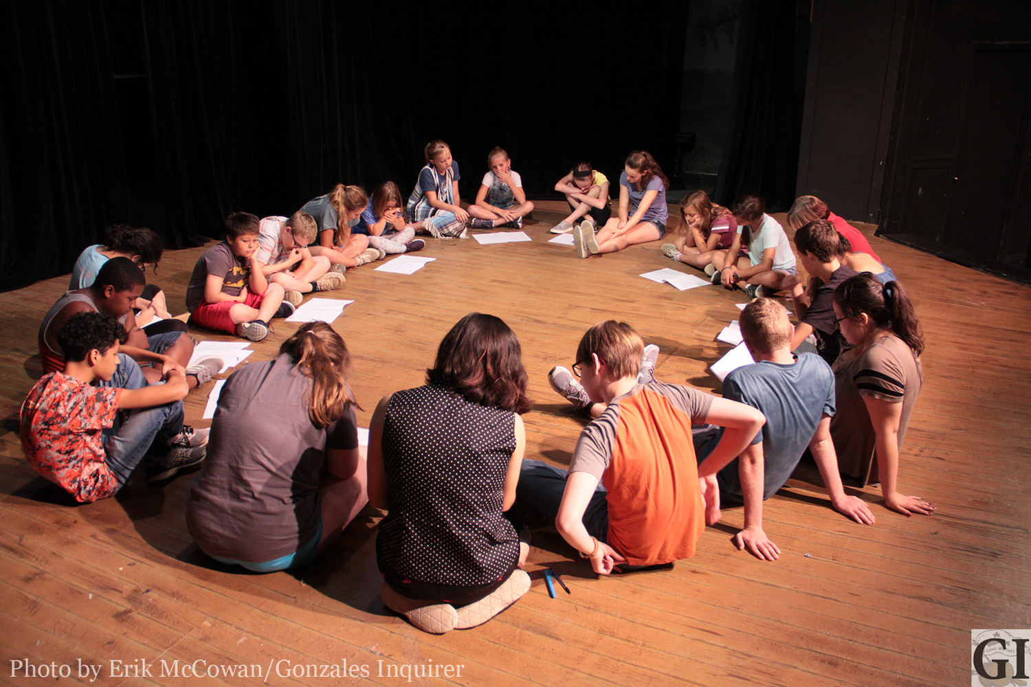 Campers gathered on stage to read lines from “Twelfth Night” in order to get a feel for what part they might want.