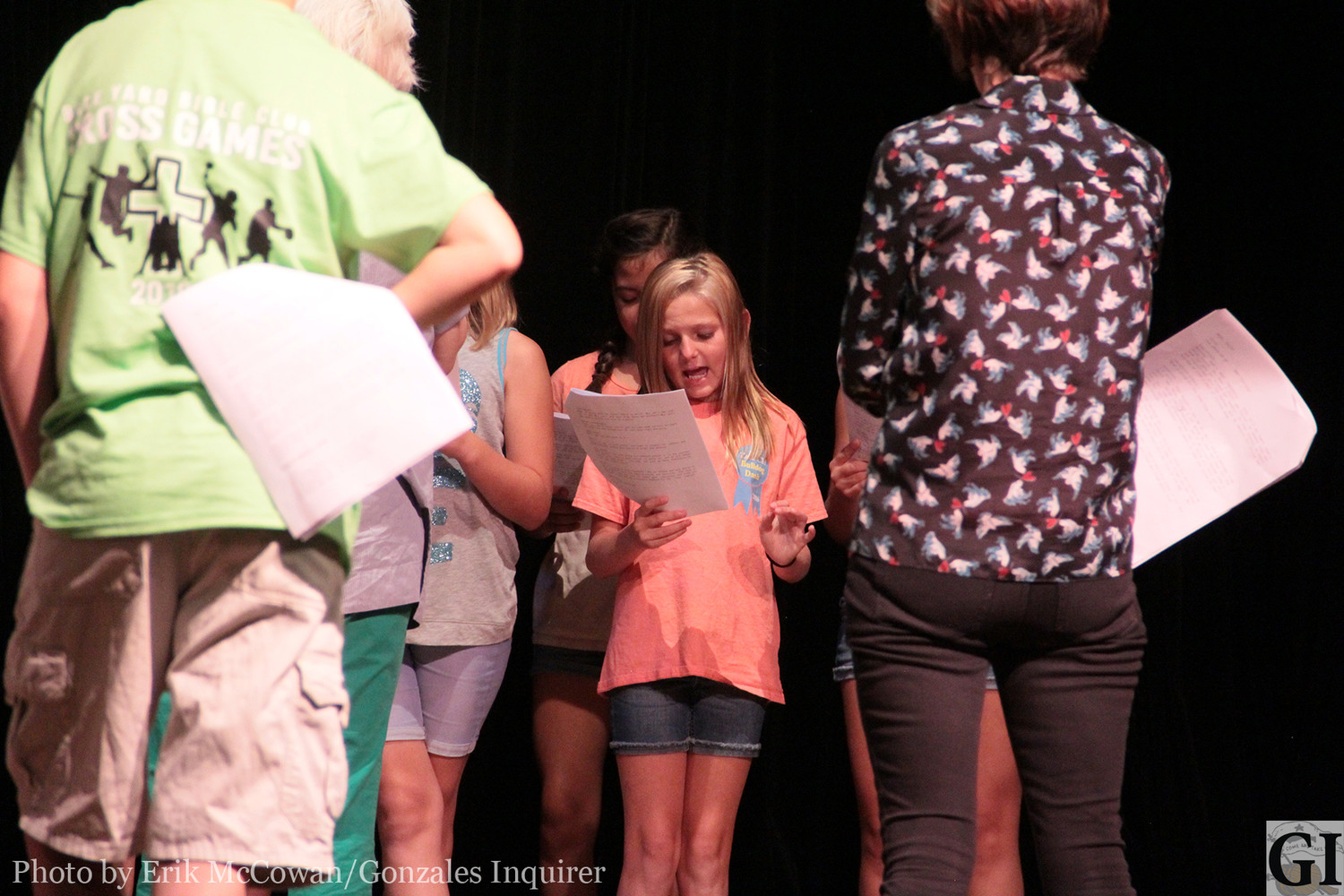 A young camper gives it her best at auditions on Tuesday.