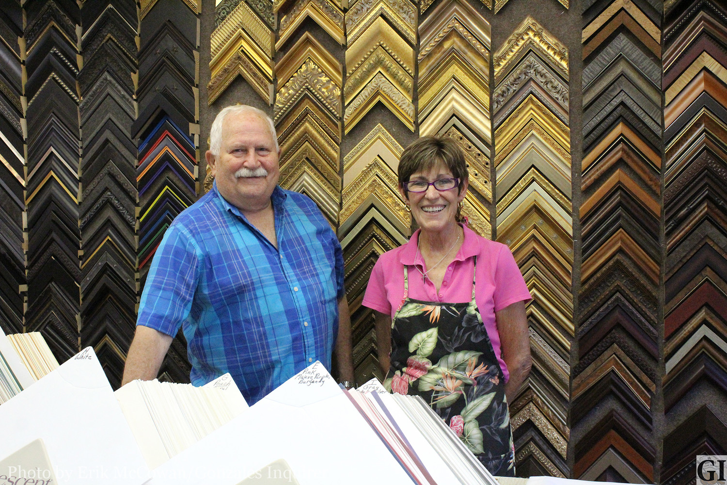 Elgin Heinemeyer (left) and Terry Towns (right) have been business partners at Frames and Things for over 16 years, providing quality custom picture framing for Gonzales County.