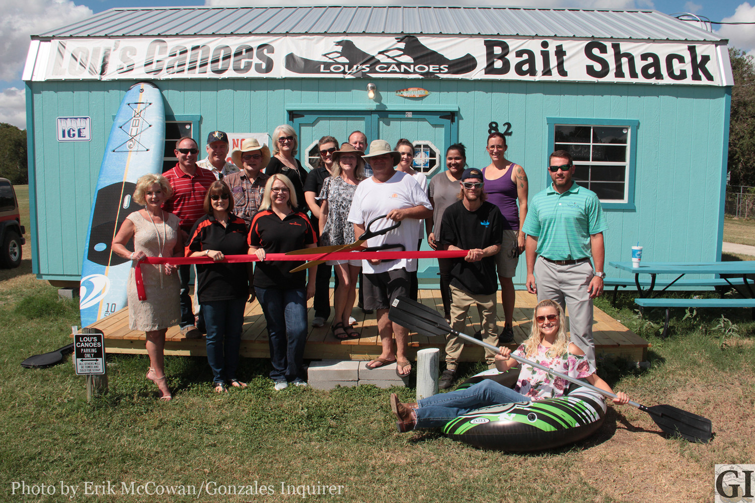 Owners Lou and Cheri Lane Garino of Lou's Canoes hosted a ribbon cutting for their business last week with the Gonzales Chamber of Commerce. The shack offers tube, canoe, and kayak rentals, as well as a selection of live and dead baits for fishing the Guadalupe. The Garinos hope to take advantage of the tourism opportunities on the river where currently none exist.