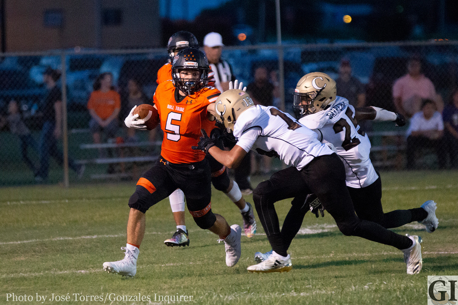 Seth Gibson (5) had just two rushes for 12 yards in Gonzales' 42-8 victory.
