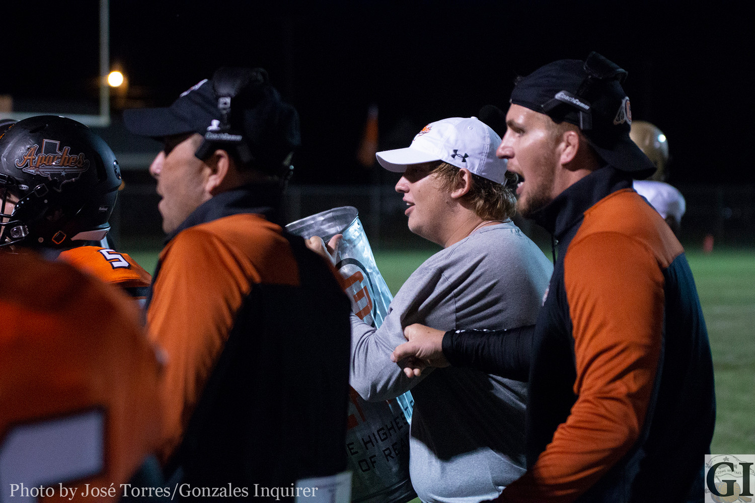 Trent Wilkerson turned to "Coach Wilkerson" Friday night. An injury forced the senior defensive tackle to use his talents to be another coach for the team. The Apaches would win 42-8 over Austin Crockett.